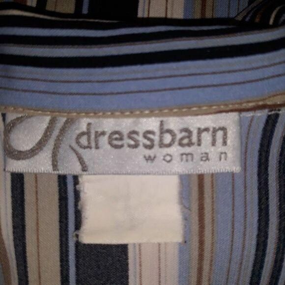 Vintage Blouse 3/4 Sleeve Striped Button Down Collar French Cuff Size 1X - Picture 3 of 8